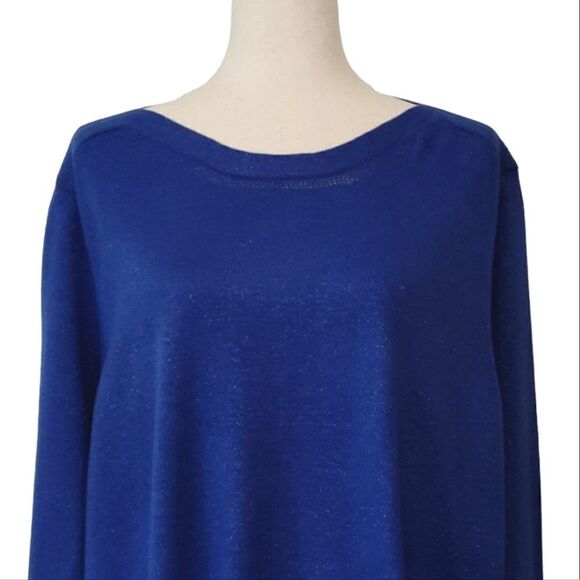 APT.9 Royal Blue Silver Metallic Sparkle Boatneck Long Sleeve Sweater Size 3X - Picture 5 of 10